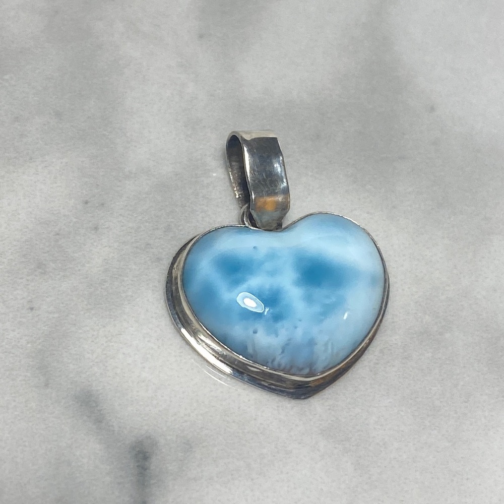 Sterling silver‎ larimar heart pendant 925